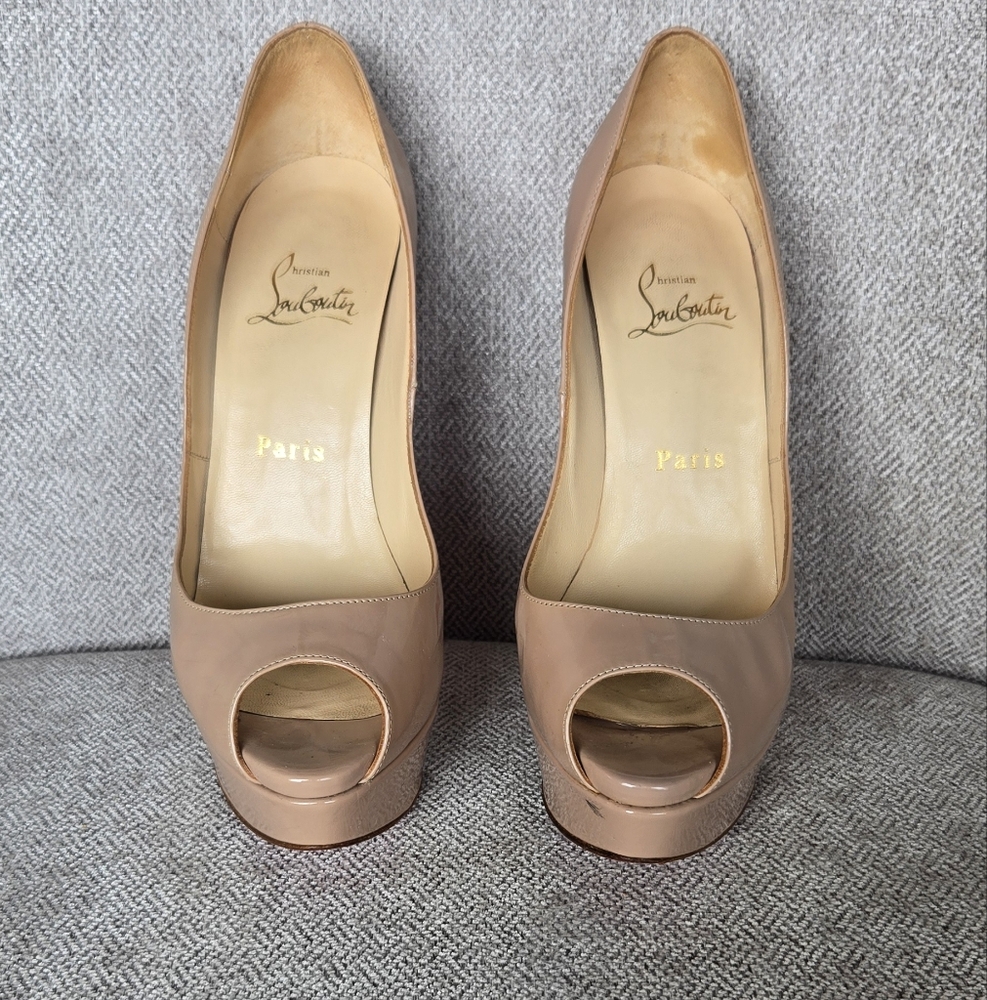 Christian Louboutin Nude Patent Platform Heels
